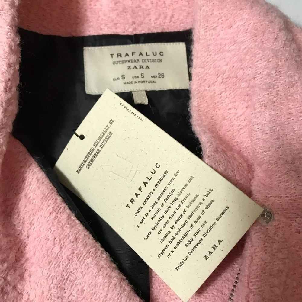 New Zara Trafaluc Womens Pink Wool Jacket Small
